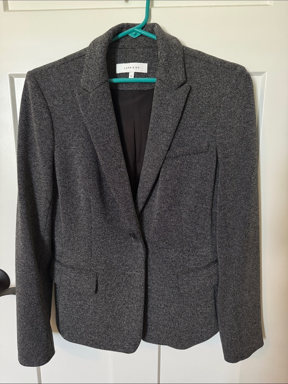 Lark & Ro Women's Dark Gray Herringbone Blazer